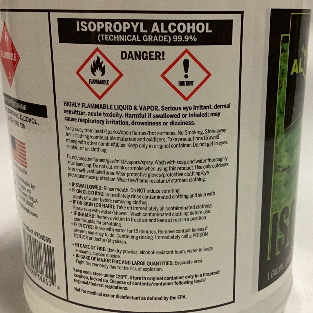 Isopropyl Alcohol (99.9%)-Tech. Grade : 1 Gallon