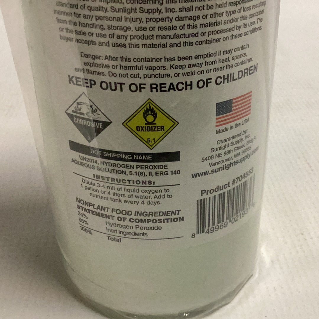 Alchemist H202 Liquid Oxygen-34% : 1 Quart