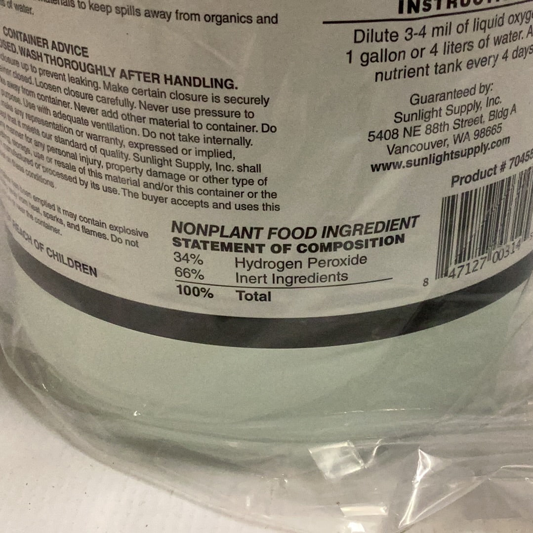 Alchemist H202 Liquid Oxygen-34% Conc. : 1 Gal